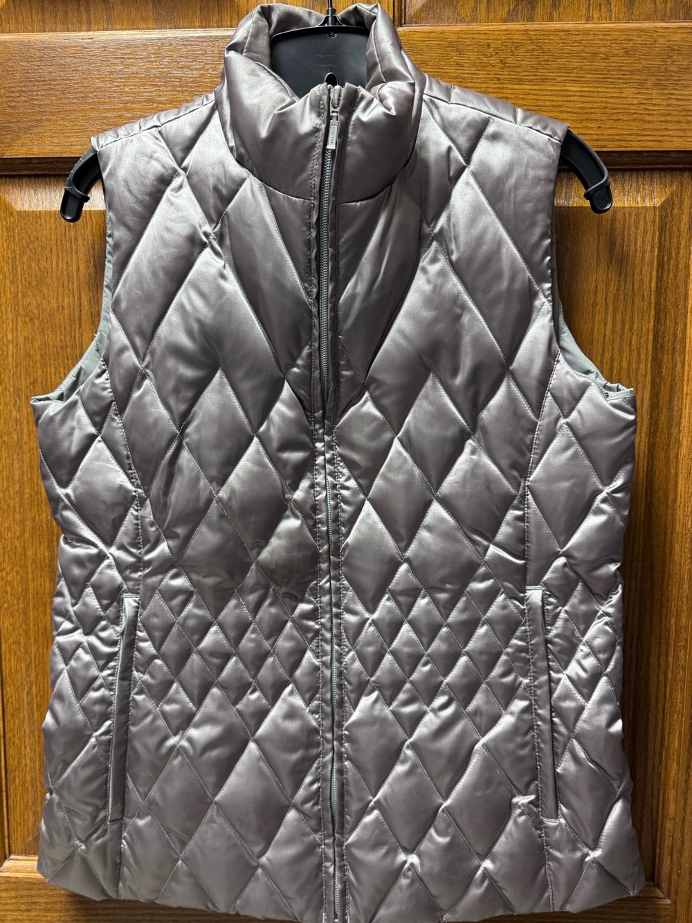 Lands End Silver Gray Down Vest women’s